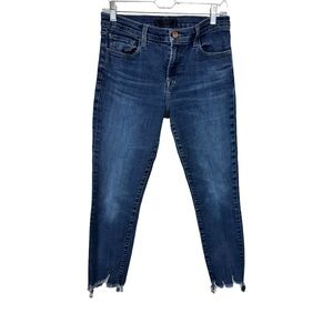 J Brand Dark Wash Skinny Jeans Frayed Shark Bite Hem Women’s Size 29